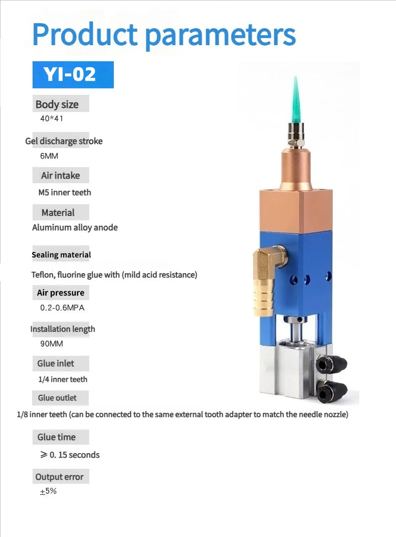 Large Flow YI-24 Dispensing Valve | Anti-Drip for 1K Silicone & Adhesives | Horizontal/Vertical Outlet