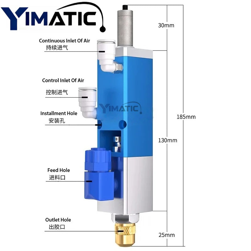 YI-DHV-M Precision Anti-Drip Dispensing Valve | Pneumatic Suck Back Glue Valve for Epoxy & High-Viscosity Adhesives