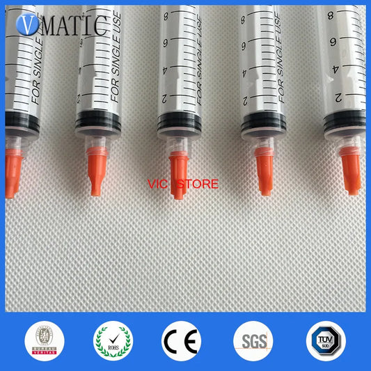 Free Shipping Non Sterilized 5 Pcs 10ml/cc Hand Manual Syringe With 5 Tip Cap Stopper