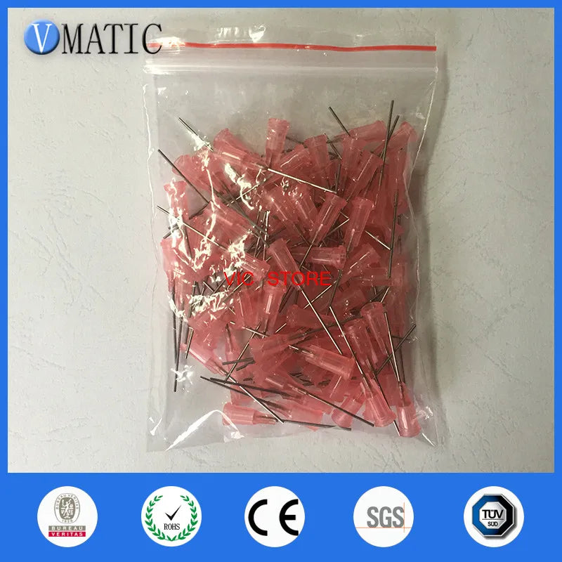 High Quality 100Pcs 20G Pink 1'' Stainless Steel Glue Dispensing Needle Tube Length 25.4mm Dispense Needle 1 Inch