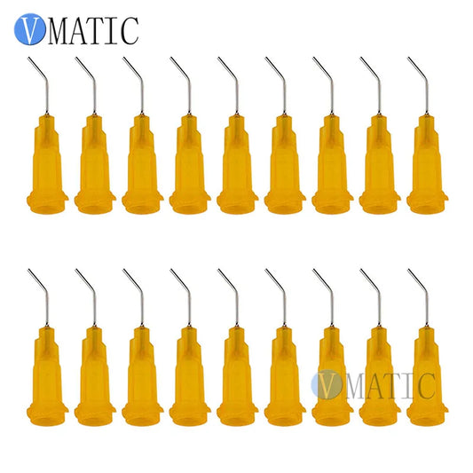 Free Shipping 100Pcs 23G Orange 0.5'' 45 Degree Automatic Glue Dispensing Needle Tip 1/2 Inch