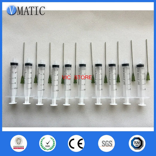 Free Shipping Non Sterilized 10Pcs 95mm Length 14G Dispensing Needle + 10cc/ml Plastic Syringe