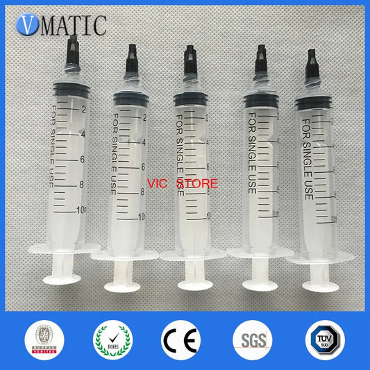 Free Shipping Non Sterilized 6 Sets Luer Lock 10ml/cc Manual Syringes With Plastic Needles & Caps/Stopper