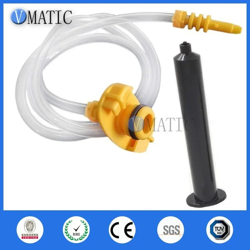 Free Ship EFD 5 10 30 55 Cc / Ml Pneumatic Black Syringe Barrel Valve Robot Fitting Adapter With Piston & Dispensing Needle Tip