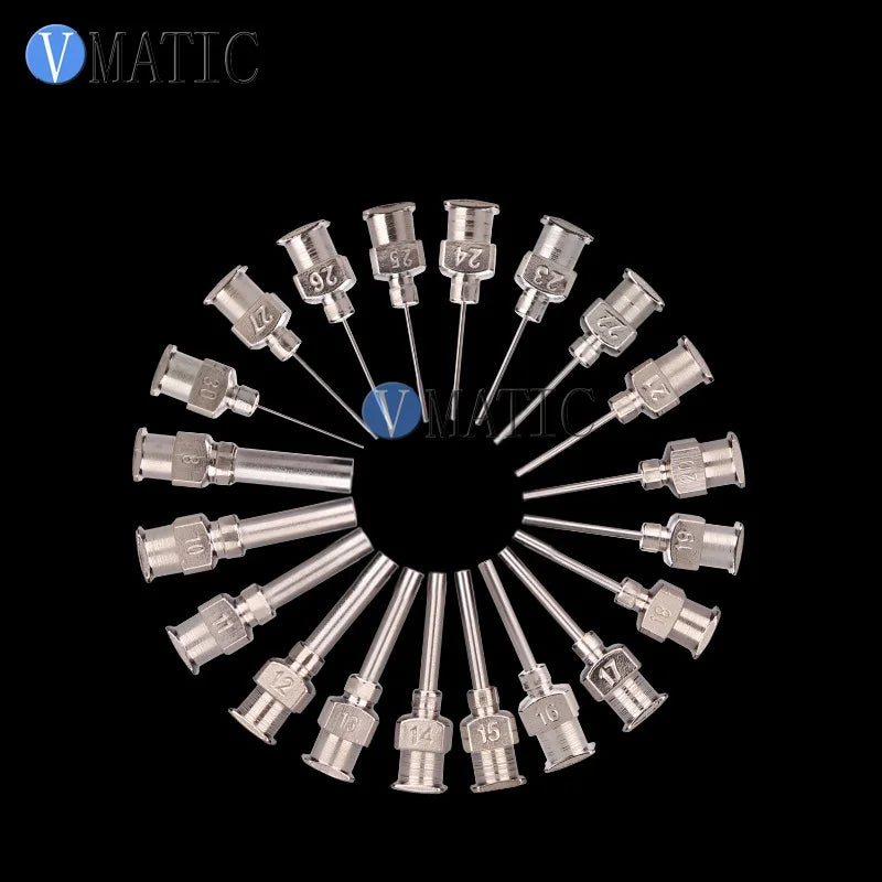 High Quality 12Pcs Precision All Metal Needle Tips Blunt Stainless Steel Dispensing Needles Glue Syringe Needle Tips 1/2 Inch