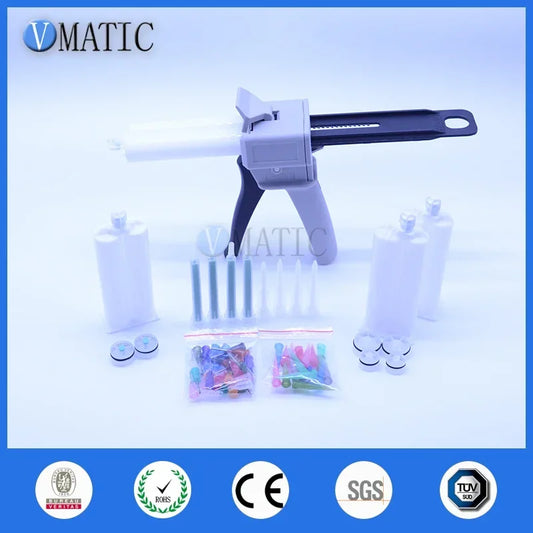 Free Shipping 1Pc 2:1 1:1 Universal 50ml Manual Dispense Glue Gun With 4pcs Cartridges & 5Pcs Static Mixing Tips