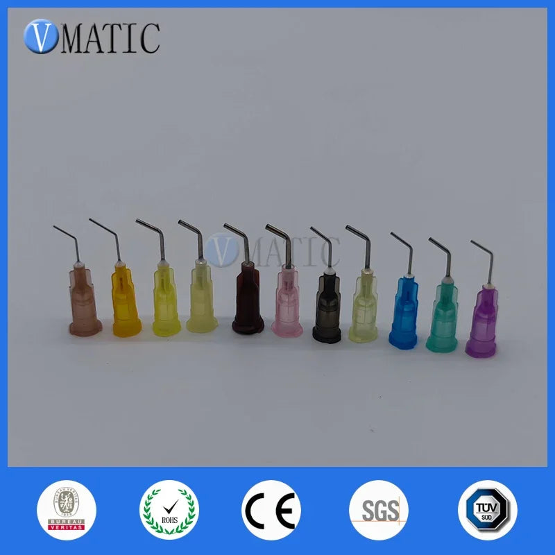 Free Shipping 100 Pieces 21G 45 Bent Degree 0.5'' 1/2 Inch Glue Dispensing Needle Bayonet Type Needles