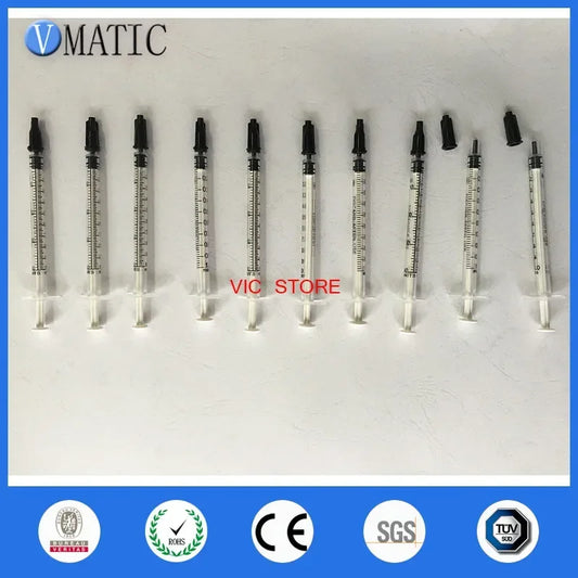 10 Sets/Lot Industrial Precision 1ml Syringe with Luer Lock Tip & Caps - for Epoxy, Silicone & High-Viscosity Adhesive Dispensin