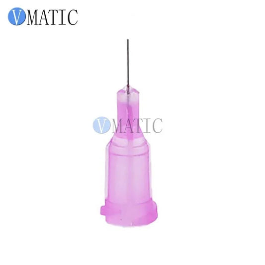 Free Shipping Non Sterilized 100 Pcs 30G 1/4 Inch Stainless Steel Tip Screw Lavender Color Liquid Glue Dispensing Syringe Needle