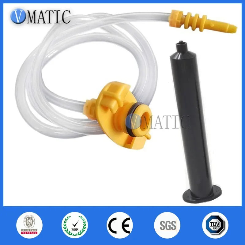 Free Ship EFD 5 10 30 55 Cc / Ml Pneumatic Black Syringe Barrel Valve Robot Fitting Adapter With Piston & Dispensing Needle Tip