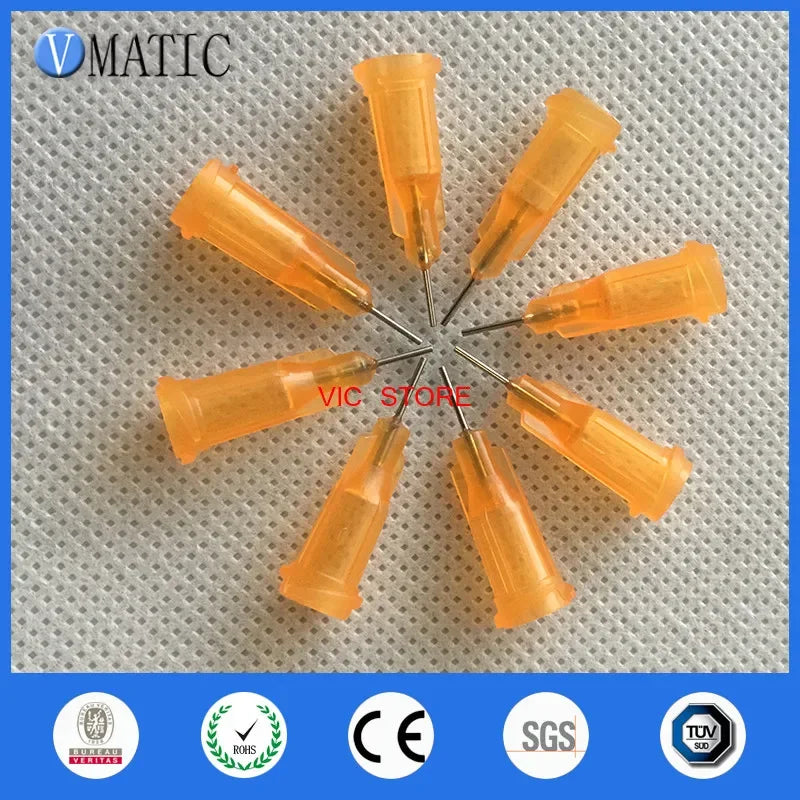 Free Shipping 100Pcs/Lot 23G 1/4 Inch Stainless Steel Tip Dispensing Screw Needles Orange Color Syringe Needle Tips