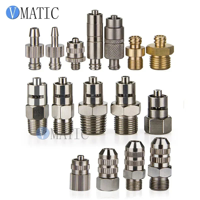 10pcs Alloy 1/4" 1/8" Inch Thread Luer Lock Fitting Connector Double Screw Syringe Adapter For Pneumatic Syringe
