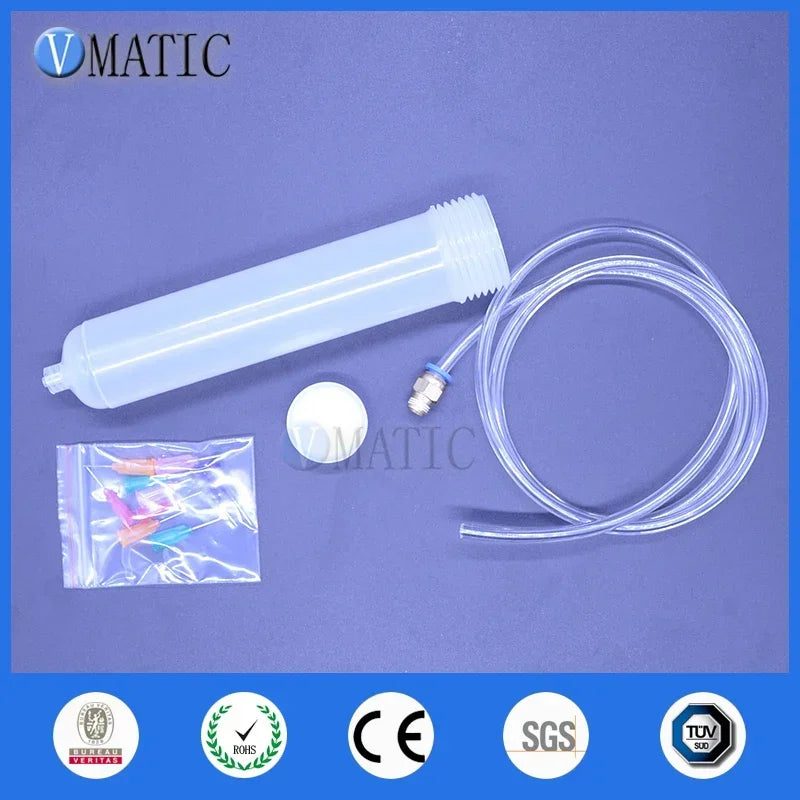 High Quality Thickened Explosion 100 Cc / Ml Helix Luer Lock Tip Fluid Dispenser Pneumatic Syringe Barrel With Adapter