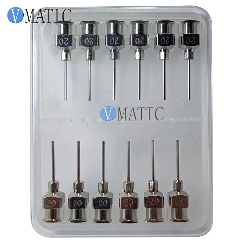 Free Shipping 1/2 Inch Tip Length 20G All Metal Blunt Stainless Steel Glue Dispensing Syringe Needles Tips 12Pcs