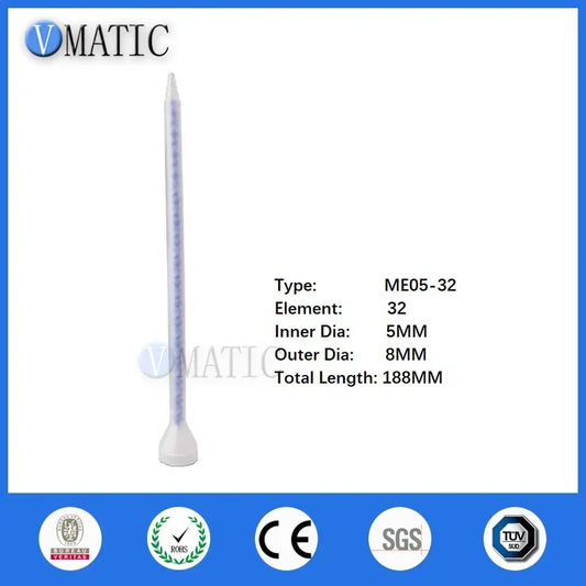ME05-32 Static Mixing Nozzle 5PCS - Resin Mixer with POM Core & Bell-Mouth Silicone Tube for Dual Component Epoxy Adhesives