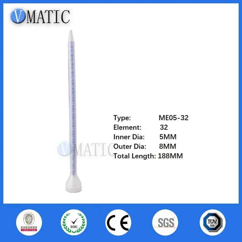 ME05-32 Static Mixing Nozzle 5PCS - Resin Mixer with POM Core & Bell-Mouth Silicone Tube for Dual Component Epoxy Adhesives