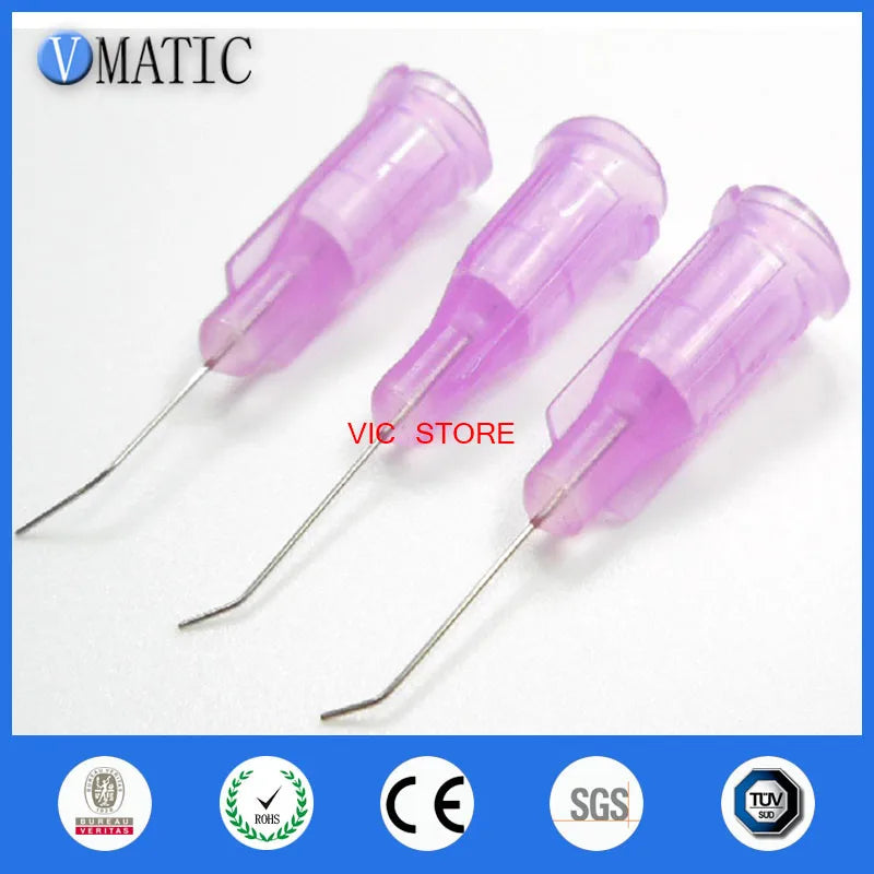 Free Shipping Non Sterilized 100Pc 30G Lavender 0.5'' Tubing 45 Degree Dispense Needle 1/2 Inch