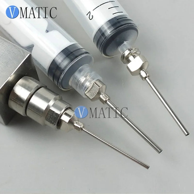 Free Shipping Double Thread All Metal Stainless Steel 1 Inch Dispensing Needle - Flat Tip, Precision 25mm Tube Length