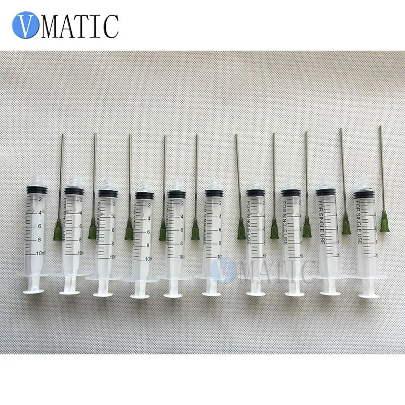 Free Shipping Non Sterilized 10ml/10cc Luer Lock Plastic Dispensing Syringes With 14G Blunt Tip Fill Needles 9.5cm