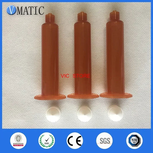 Free Shipping 30 Cc Ml Us Style Amber Color Plastic Glue Dispensing Pneumatic Syringes Barrel With Piston
