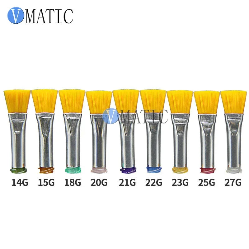 Free Shipping 18G Needle Brush Double Screw Thread Needles EFD Hard Brush Needle Flat 10mm Mouth Dispensing Needle Brush