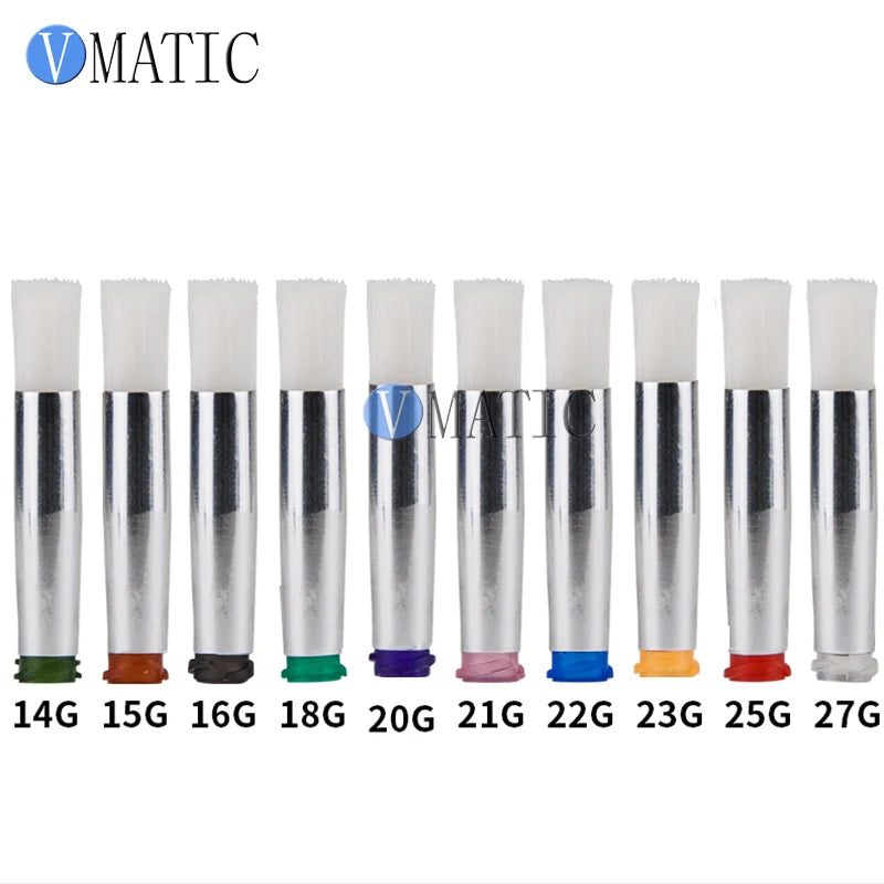 Free Shipping 14G 7mm Dispensing Brush Tip Needle Double Screw Thread Needles EFD Soft Brush Needle Round Mouth Dispenser Needle