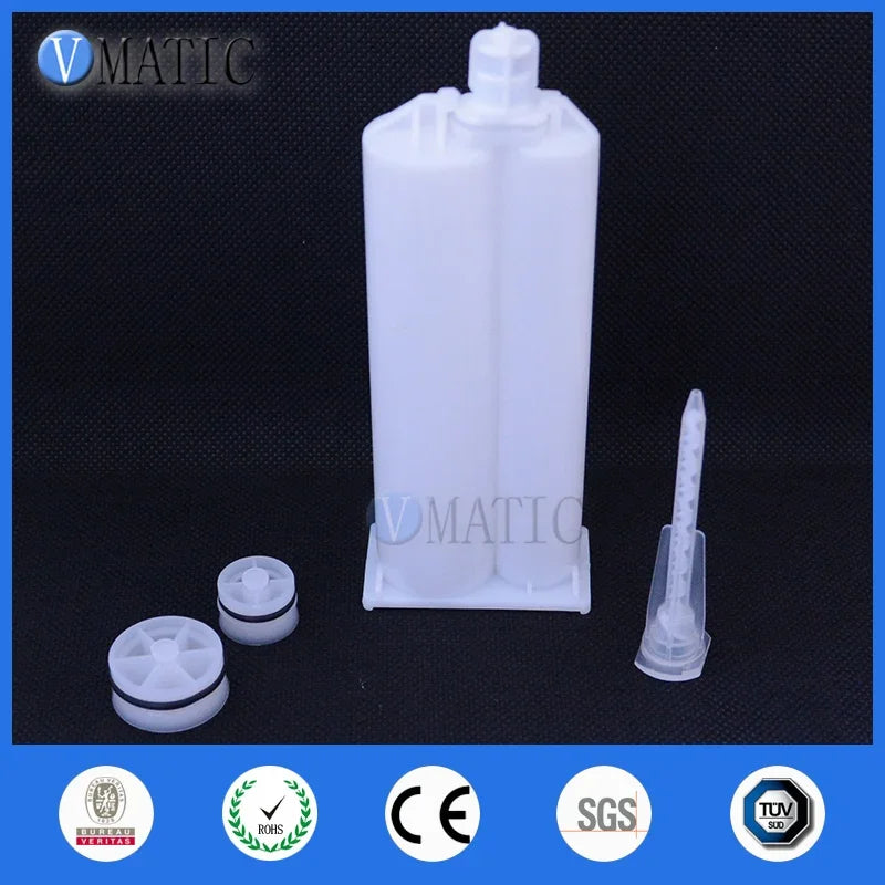 2 Pcs Two Component AB Glue Mixing Plastic Cartridge 50 Ml / Cc 10:1 Ratio