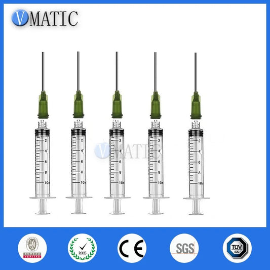 Free Shipping Hot Selling 5 Sets 1'' 1 Inch 14G Glue Liquid Plastic Dispenser Needles + 5Pcs 10cc/ml Dispenser Syringe
