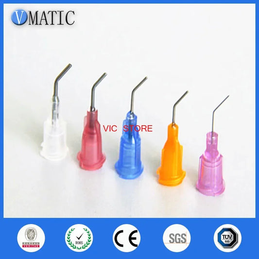Free Shipping 100pcs Bent Dispensing Tips 14G-27G Tapered Blunt Tips Needles 45 Degree Bent Adhesive Dispensing Needle Mix Pack