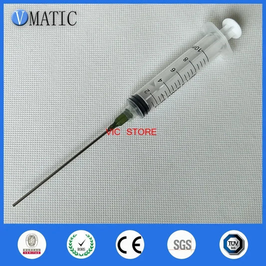 14G Blunt Tip Syringe Kit 10ml | Luer Lock Plastic Dispenser for Glue/Resin/Cosmetics (3.75" Non-Sterile Needles 12pcs)