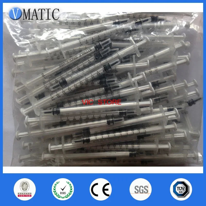 Free Shipping 50Pcs 1ml/1cc Dispensing Plastic Liquid Dispenser Syringe Industrial Manual Syringe