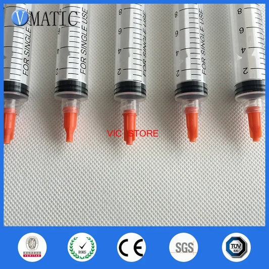 Lab-Use 10ml Luer Lock Syringe Kit ▶ 5×10ml + Red Caps(5 Sets/Bag)