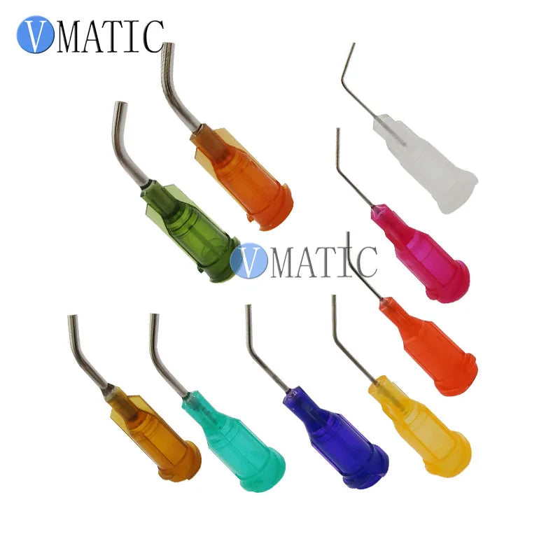 High Quality 0.5'' 500Pcs Pre-Bent Dispenser Flow Tips 45 Degree Bent Stainless Steel Liquid Dispensing Needles 1/2 Inch