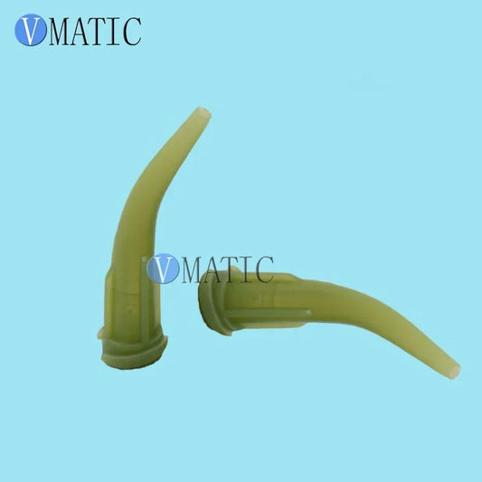 Free Shipping 100pcs TT Tapered Plastic Bent Dispensing Needle Tips 14G Olive Color Plastic Needles