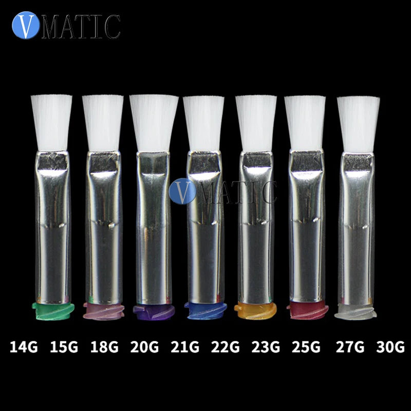 Free Shipping 14G-27G 4mm Flat Liquid Glue Dispensing Needle Brush Screw Thread Needles EFD Soft Brush Needle