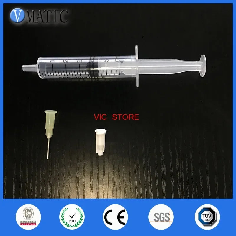 Free Shipping Non Sterilized 6cc/ml Plastic Syringe + Dispensing Needle + Syringe Cap/Stopper X 2 Pcs