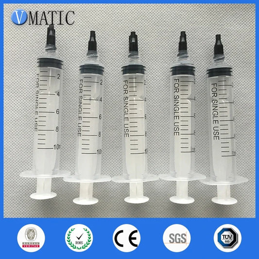 Free Shipping 6 Sets Luer Lock 10ml/cc Syringes With Tip Assortment & Caps Adhesives Glue Applicator Needle Tip