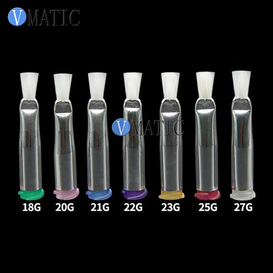 High Quality 10Pcs Pneumatic Fittings 18G-27G Dia 3mm Flat Brush Liquid Glue Dispensing Syringes Needle Soft White Brush Tip