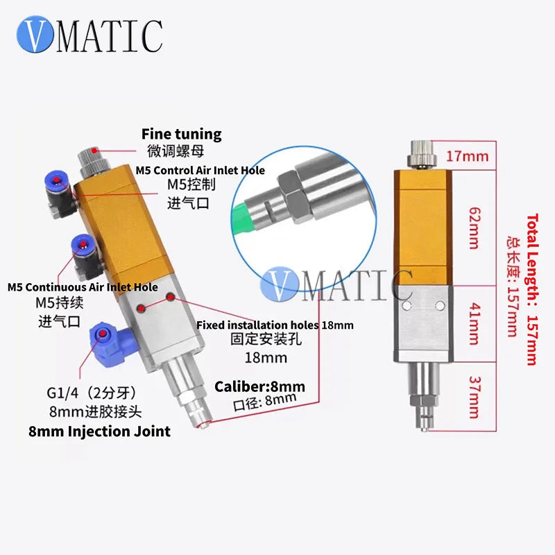 High Precision VC3131T Dispensing Machine Single Component Glue Valve, Clean Glue Collection, No Stringing, Strong Suck-Back