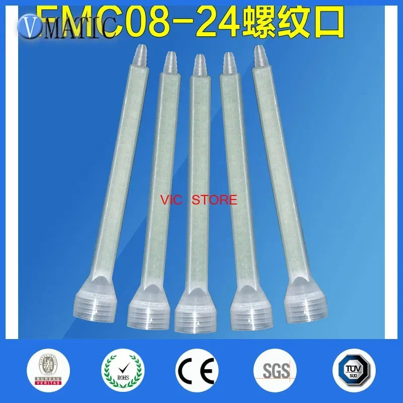 Industrial Static Mixer Nozzles FMC08-24 | 5PCS Screw-Mount Silicone Mixing Tips for Epoxy/Adhesive (Anti-Leak) Free Shipping