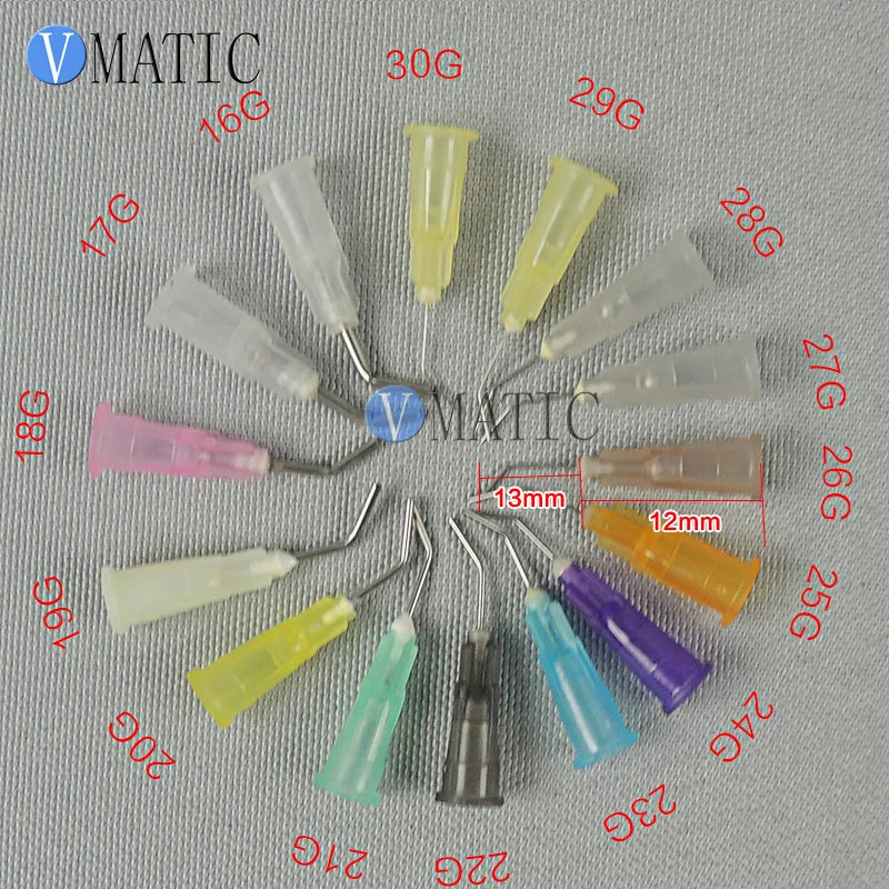 Free Shipping 100 Pieces 27G 45 Bent Degree 0.5'' 1/2 Inch Glue Dispensing Needle Bayonet Type Needles