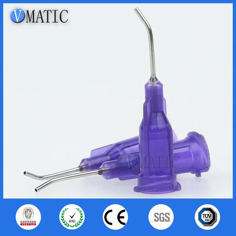 Free Shipping 100Pcs 21G Purple 0.5'' 1/2 Inch 45 Degree Adhesive Needle Tip