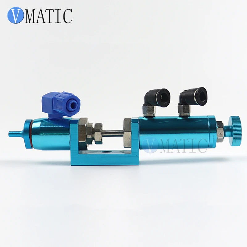 High Quality Small Valve Quality Needle Off Dispensing Valve / Blue Color Glue Dispense Nozzle Valve