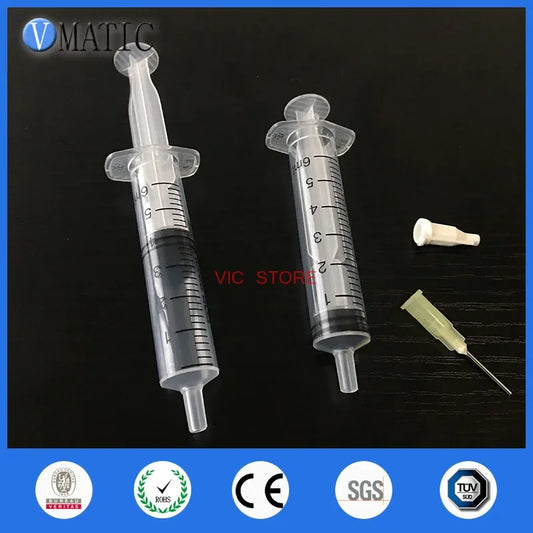 Free Shipping Non Sterilied 6cc/ml Syringe + Dispensing Needle + Syringe Cap X 2 Sets