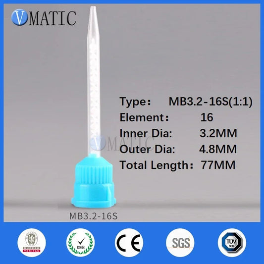 MB3.2-16S Disposable Static Mixer | 16-Layer Spiral Core for 1:1 Epoxy Adhesive & Construction Glue (Polypropylene, Anti-Clog D