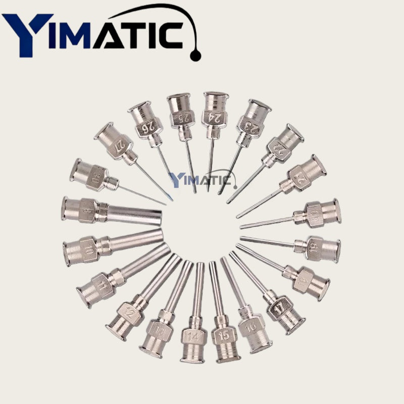 Free Shipping 12Pcs Precision All Metal Needle Tips Blunt Stainless Steel Dispensing Needles Glue Syringe Needle Tips 1/2 Inch