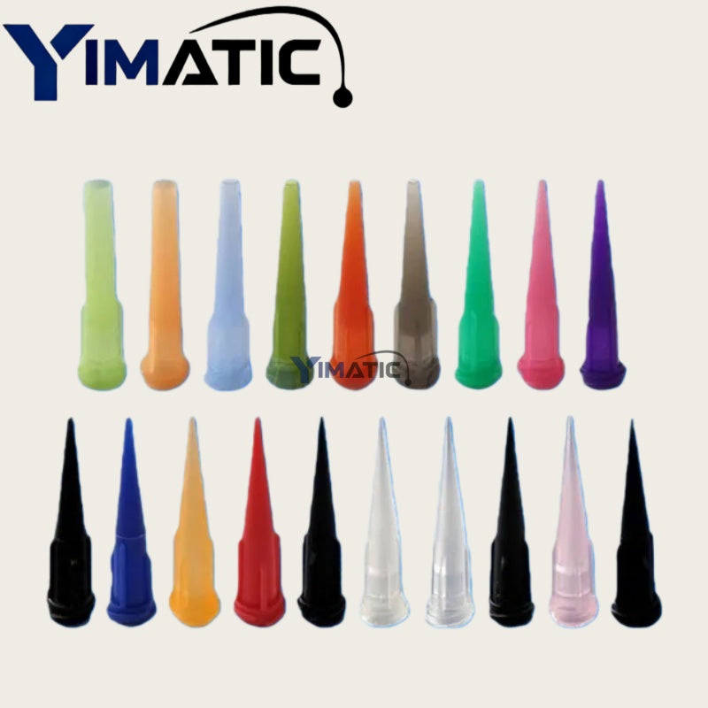 ESD-Safe Luer Lock Plastic Dispensing Needle Nozzles 8G to 32G For TT Glue Applicator Dispenser Tapered/Conical Tip X 100pcs