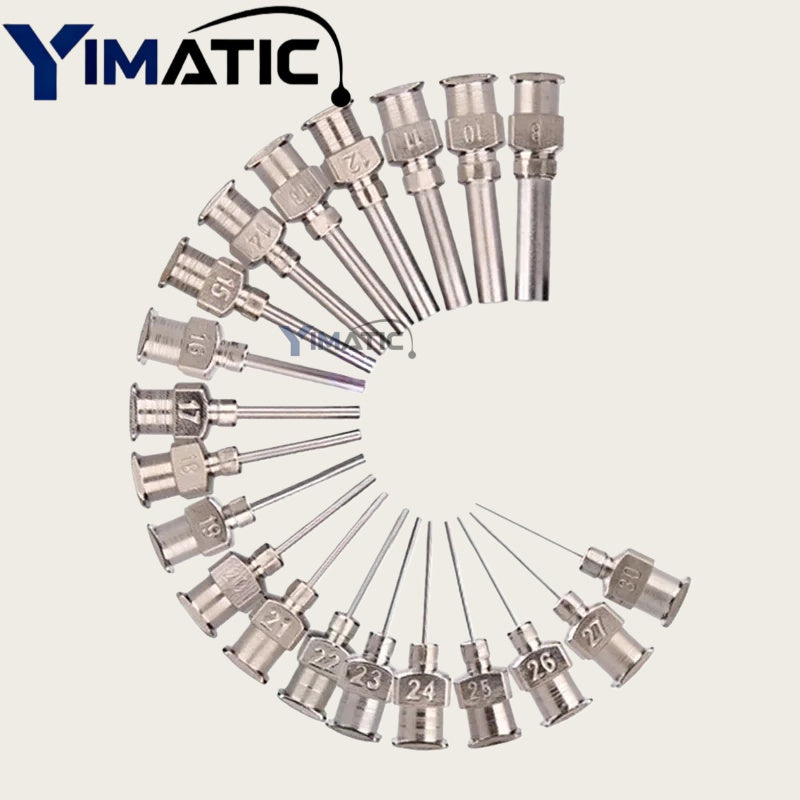 Free Shipping 12Pcs Precision All Metal Needle Tips Blunt Stainless Steel Dispensing Needles Glue Syringe Needle Tips 1/2 Inch