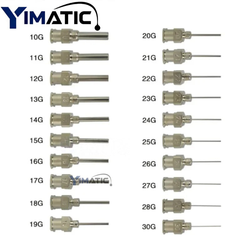 Free Shipping 12Pcs Precision All Metal Needle Tips Blunt Stainless Steel Dispensing Needles Glue Syringe Needle Tips 1/2 Inch