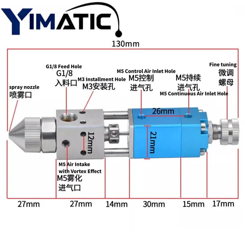 YI-21PW High-Frequency Circular Spray Valve - Precision Atomizing/Dispensing Valve | For 3-in-1 Coating, Alcohol Ink & Spray Adhesive